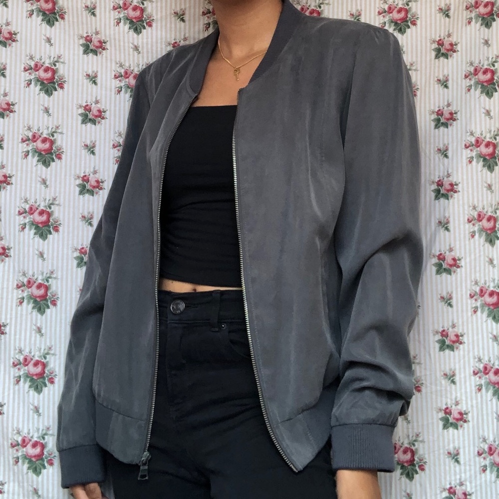 gray bomber jacket